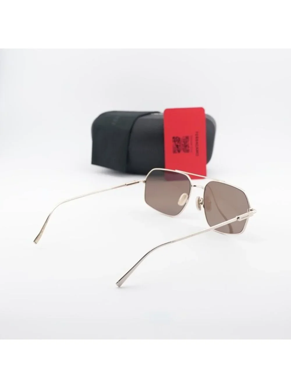 Salvatore Ferragamo SF313S 745 Sunglasses Gold Aviator Frame, Brown Lenses